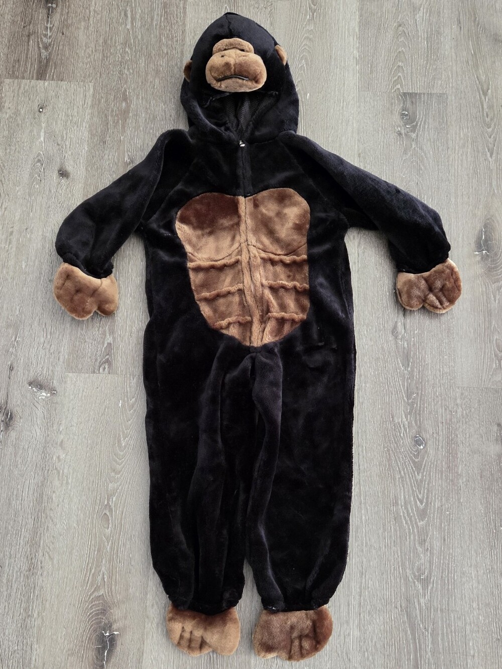 Chosun Gorilla Ape Plush Halloween Costume Child Size M 3-5 Zip Up , Aprox. 44"